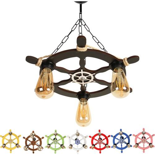 Деревянная люстра с рулем направления 3 шт.